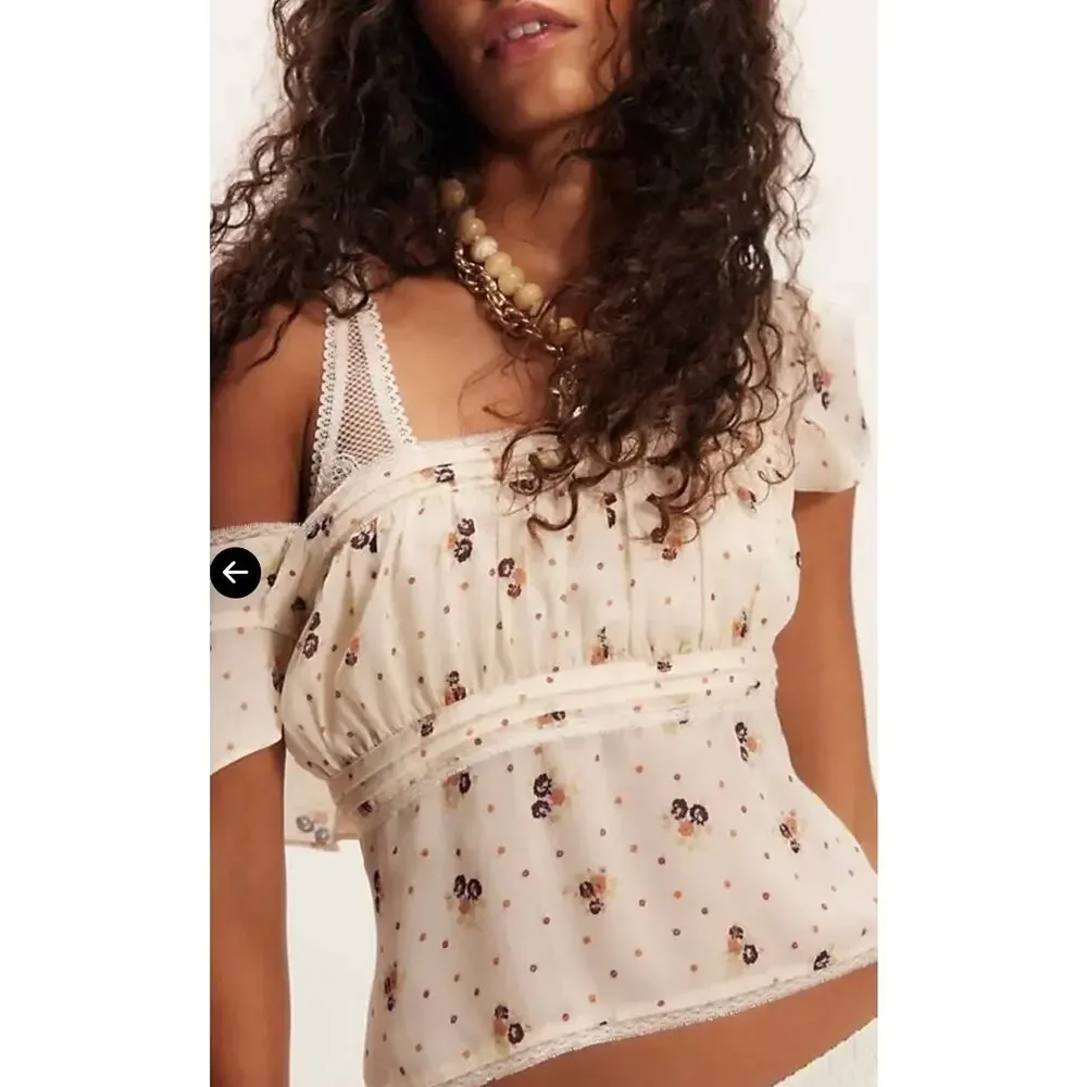 NWT FREE PEOPLE Prairie Field Top | Swan Combo | Size M